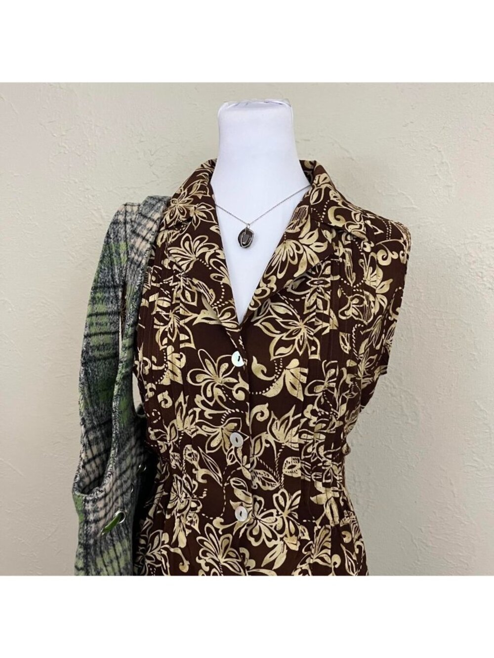 90s brown floral tropical beach summer whimsygoth mini dress - Picture 2 of 8